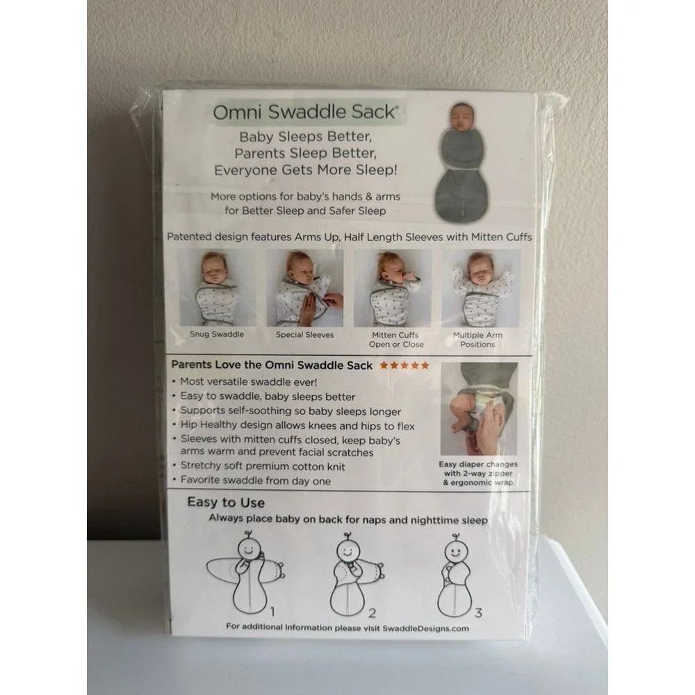 SwaddleDesigns Omni Swaddle Sack Baby Small 0-3M Cream Star Cotton NWT NEW